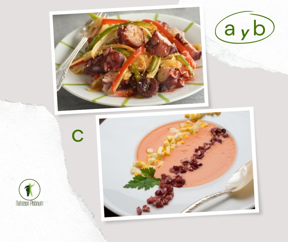 verduras salteadas con pulpo con salmorejo